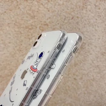 Cute Cartoon Astronaut Space Star Telefon Case For iPhone Mini 12 11 Pro X XS MAX XR 7 8 Plus Selge Pehme TPU Põrutuskindel tagakaas