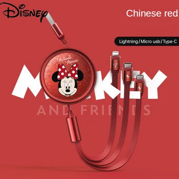Disney Tõeline Koomiks Kaabel 3A Kiire Laadimine USB-Kaabel, Metallist Armas Kolm-üks Kaabel Mobiiltelefoni Tarvikud