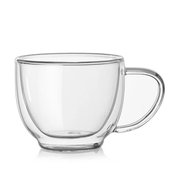 Double-handed Cup Bell High-grade Double Glass Tass Käepide Kohvi Tassi 200ml Läbipaistev Cup Kõrge boorsilikaatklaasist