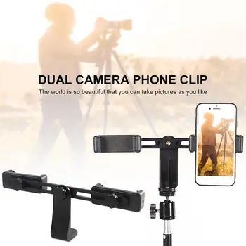 Dual Kaamera, Telefoni Hoidja Plastikust Mobiiltelefoni Stabilizer Clip 360 Kraadi Pöörlevad Väljas Telefoni Omanik Live Saade
