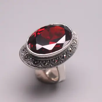 Ehtne/Originaal Hõbe 925 Sterling Silver Ring Pulmad Igavik Ring Naiste jaoks Suurepärane Kingitus Daamid Granaat Suur Ring