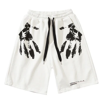 ELKMU Meeste lühikesed Püksid Palm Graffiti Trükkimine Harajuku Streetwear lühikesed Püksid 2021 Suvel Hip-Hop Põlve Pikkusega Püksid Mees Põhjad HE998