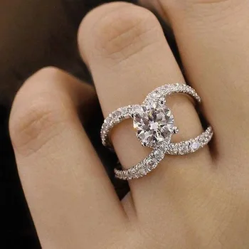 Euroopa ja Ameerika Fashion Loominguline Teemant Sõrmus Naistele abielusõrmus Sünnipäeva Kingitus Ehted Pulmad Engagement Luxur Pool