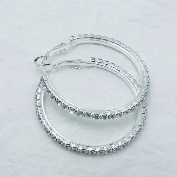 Fashion Populaarne Suur Ring Hoop Kõrvarõngad Naistele Tüdrukud Geomeetriline Rhinestone Ring Crystal Earings Pool Brincos Ehted Kingitused