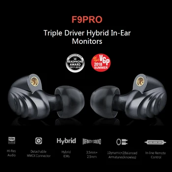 FiiO F9 Pro Knowles Kõrvaklapid Triple Juhi Traadiga Hybride In-Ear 1 Monitorid Synamic ja 2 Tasakaalustatud Armatuuri Juhtide HiFi tervikliku keskkonnajuhtimise