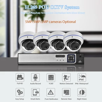 Gadinan CCTV 4CH H. 265 NVR Kit 5MP 3MP 2MP IP Kaamera HDMI Video Surveillance System, Veekindel Väljas Turvalisuse Kaamera Kit