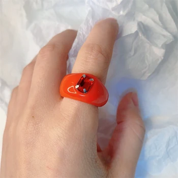 Geomeetriline Candy Värvi Ring Korea Väike Rahvas Retro Vaik Teemant Sõrmus Värvikas Lihtne Loominguline Mood Ehteid