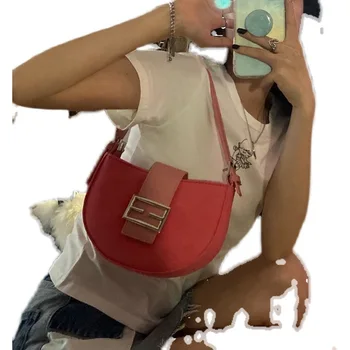GZM Tüdruku Õla Kott, Roosa Retro Crescent Kott Õlal Totes Underarmm Vintage High-end Messenger Bag Mini Keti Telefoni Kott
