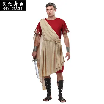 Halloween staadiumis täitmiseks isiku poole täiskasvanud mees ateena rooma senaator ohvitser kostüüm
