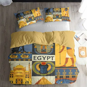 HELENGILI 3D-Voodipesu Komplekt Vana-Egiptuse Prindi tekikott Set Bedcloth koos Padjapüür Voodi Komplekt kodutekstiilid #AJ-011