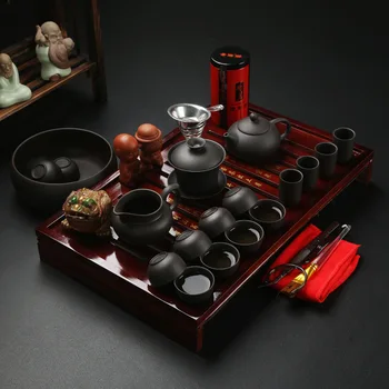 Hiina Kung Fu Tee Set Drinkware Lilla Savi keraamiline Binglie kolme võimalused hõlmavad Tee pot Cup Tureen Infuser TeaTray MJ