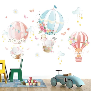 Hot air Balloon Multikas Loomade Seina Kleepsud Lapsed, Lapsed toas Lasteaed Eco-sõbrad, saab kasuta Eemaldatav Seina Decor Eemaldatav PVC Viny