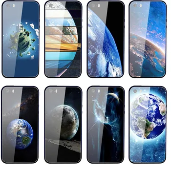 Ilus Planeet Maa Karastatud Klaasist Telefon Juhtudel Fundas iPhone 5 5S SE 2020 6 6S 7 8 X-XR, XS 11 Pro Max Pluss Kotid