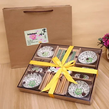 Jaapani Stiilis Cherry Blossom Keraamiline Sushi Roogasid Sashimi Soysauce Roog Dinnerware Set Lauanõude Komplekt kinkekarbis (12tk/Set)