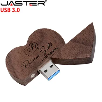 JASTER puidust USB 3.0 flash drive südames pen drive U disk 4GB 8GB 16GB 32GB 64GB 128GB tasuta kohaletoimetamine Jõulud kingitused
