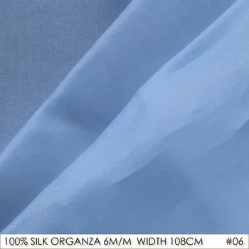 [Kliirens Müük] SILK ORGANZA 108cm laius 6momme Looduslik SilkFabric Tülli Hiina Siidist Kleidi Riie Läbipaistev Marli Sinine