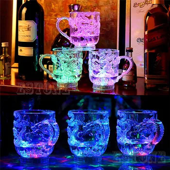 Kodu Baar Drinkware 3D Dragon LED Induktiivne Õlle Kruus Värviline Kuma Klaas Tass Vikerkaar Vilkuv Valgus Whisky Cup Baari Tarvikud