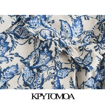 KPYTOMOA Naiste 2021 Moe Vöö Õie Printida Liiga Kimono Pluusid Vintage Kolme Kvartali Varruka Naiste Särgid Stiilne Tops