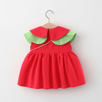 Kuum 2021 Uus Summer Baby Tüdrukud Dress Teise Lapse Laps Beebi Tüdruk Värviga Kleit + Väike Koolikott Imiku Lapsed Girl Riietus