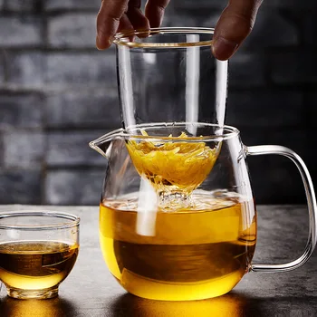Kuumakindel Klaas Tee Pott Ja Tassi Komplekt Klaasist Teekann, kui Filter Puer Tee Hiina Kung Fu Tee Komplekt Lill, Teekann, Veekeetja kruus