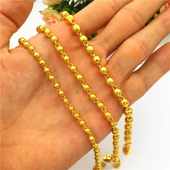 Kõrge kvaliteediga puhta kulla värvi 6mm palli helmed käevõrud & bangles on naiste-Meeste 24K kollane käevõru pulm ehteid