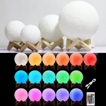 Laetav Kuu Lamp 3 Värvi Muutmine 3D Light Touch Lüliti 3D Print Lamp Kuu Magamistuba Raamaturiiul Öö Valguses Loomingulised Kingitused