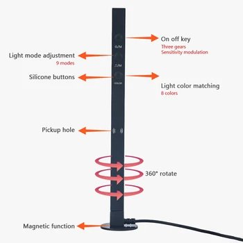 LED Valgus Heli Kontroll Pikap, Rütm, Valgus 32-Bitise Muusika Taseme Indikaator Atmosfääri RGB Värviline Toru USB Moderniseerimiseks Lamp