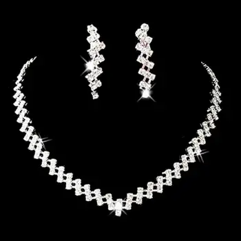 Luksuslik Pulmakleidid Prom Ehted Crystal Rhinestone Diamante Kaelakee & Kõrvarõngas Komplekt ehteid komplekti naistele