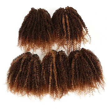 Magic 5TK 8inches Afro Krussis Lokkis Juuksed Kimbud Pruuni Värvi Tresses Sünteetiline juuksepikendusi Lokkis Juuksed Tarvikud