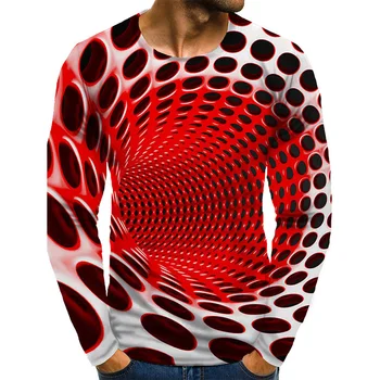 Meeste 3D Graafika Pluss Suurus T-särk Prindi Pikad Varrukad iga Päev Tops Elegantne Liialdatud ümber Kaela Punane