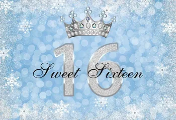 Mehofond Fotograafia Taust Talvel Sweet 16 Lumehelves Silver Crown 16. Tüdrukud Sünnipäeva Portree Taustal Foto Stuudio