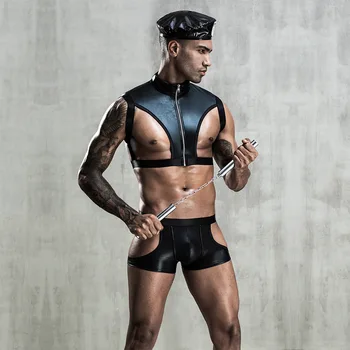 Mens Rolli Mängida Nahast Seksikas Politsei Ühtsed Cosplay Gay Baar Tantsu Kostüüm Varustus