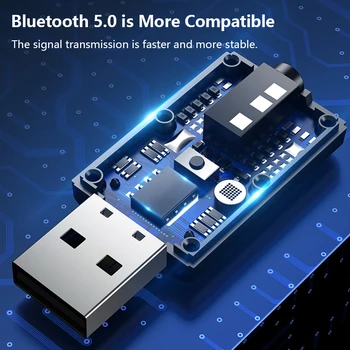 Mini USB Bluetooth-5.0 AudioTransmitter Vastuvõtja Kaks Ühes Adapter-Stereo-Bluetooth USB Adapter ja 3,5 mm AUX-TV Jaoks PC Kõrvaklapid