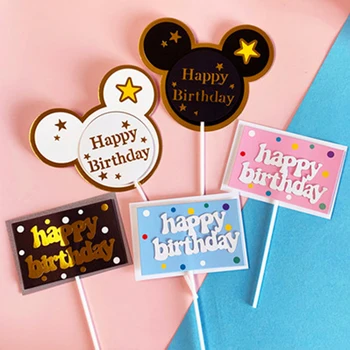 Minni Hiirt Sünnipäeva Teenetemärgi Baby Shower Pool Kook Kaunistamiseks Kook Lipu Cupcake Kook Cake Toppers Banner Tarvikud