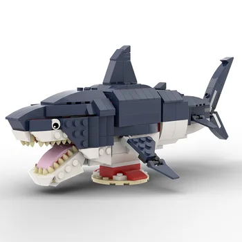 Modulaarne Megalodon ehitusplokid ookeani loomade Eelajalooline hai mudeli, tellised ehitaja mänguasjad haridus-lapsed kingitusi