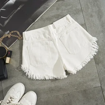 Moe Uus Suvine Naiste Valge Denim Lühikesed Püksid Seksikas Auk Ripitud Mini Teksad, Lühikesed Püksid Naiste Streetwear Tutt Kõrge Vöökoht Lühikesed Püksid