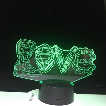 Mootorratta Fännidele Kingitusi LED Mehaaniline Armastus Modelleerimine 3D Öösel Tuled Loominguline 7 Värvid Muutuvad Luminaria Tabel Lamp Home Decor