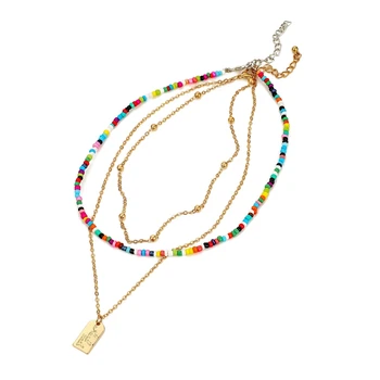 Multi Color Bead Chain Boho Etnilise Choker Naiste Mitme kihi Kaelakee Ripats Naiste Vintage Võlu Ehted Tilk Laevandus CN116