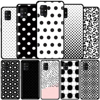 Must ja Valge Polka Dot Telefon Case for Samsung Galaxy A51 A71 A21s A31 A41 M31 A11 M51 A12 M31s A01 A91 M11 A42 A32 5G Kate