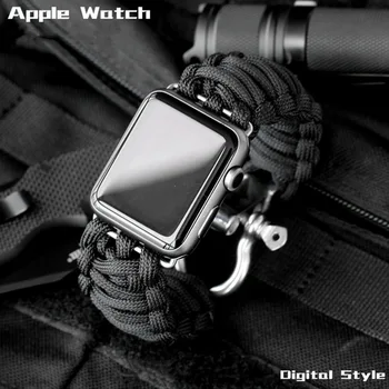 Nailon Paracord 550 rihm Apple watch band 44 mm 40mm iWatch 42mm 38mm Sõjalise määrused Käsitöö Jutustama Bohemian Käevõru