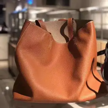 Naiste kott 2021 uus kvaliteetne nahast ostukott üks-õlg kahepoolne kott pöörduv kott suured ja keskmise