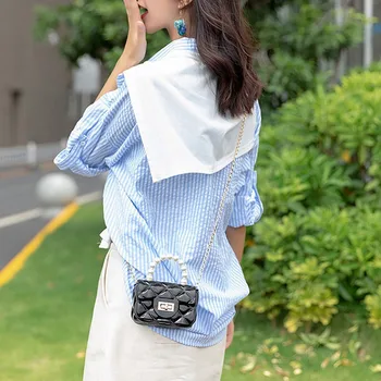 Naiste Mini Käekott Uus Elegantne Õla Messenger Kaasaskantav Kott Keti Tüdruk PVC Kott Pearl Crossbody Väike Ruut Kott