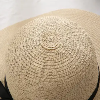 Naiste Suvine Travel Beach UV Kaitse Bowknot Lai Nokk Õled Müts Päikese Kork