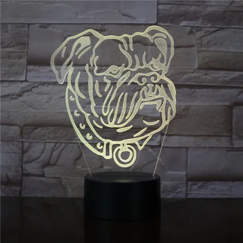 Otseselt tarne 3D Lamp Ameerika buldog parim kingitus lastele akutoitega dekoratiivsed atmosfääri led night light lamp