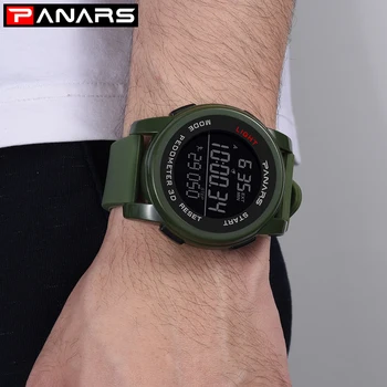 PANARS Mens Digitaalse Kellad Meeste Sport Dual Watch Ajal Pedometer Äratuskell 50M Veekindel Sõjalise Multifunktsionaalne Reloj Hombre