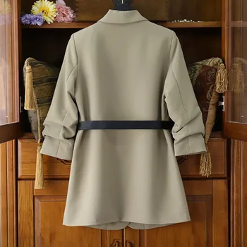 PEONFLY Naiste Ülikond Jakk Uus Kevad-Sügis korea Slim Pika varruka Jope Kõrge Vöökoht Tahke Sifonki-Line Seelik Vabaaja Ülikond