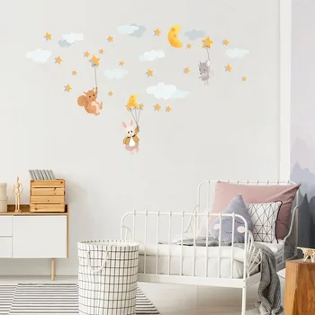 Pilv Multikas Loomade Seina Kleebised Lapsed Toas DIY Kodu Kaunistamiseks Decal Karu Õhupalli Eemaldatav Seina Kleebis Pannoo Kunst Plakatid