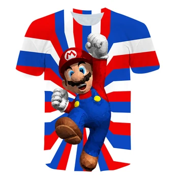 Poiste särk, lühikese varrukaga, kanna Harajuku trükitud ümber kaela T-särk Mario Brothers HD trükitud jalgpalli särk tüdrukutele beebi särk riided