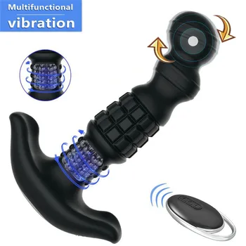 Puldiga Vibraator Mees Eesnäärme Massager Rotatsiooni Anal Plug Dilataatorid Mehed Masturbator Anal Stimulaator Big Butt Plug Sugu Mänguasjad