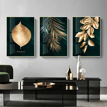 Põhjamaade Teenetemärgi Golden Leaf Lõuend Abstraktse Maali Seina Art Plakat ja Print Dekoratiivsed Pildid elutuba Home Decor
